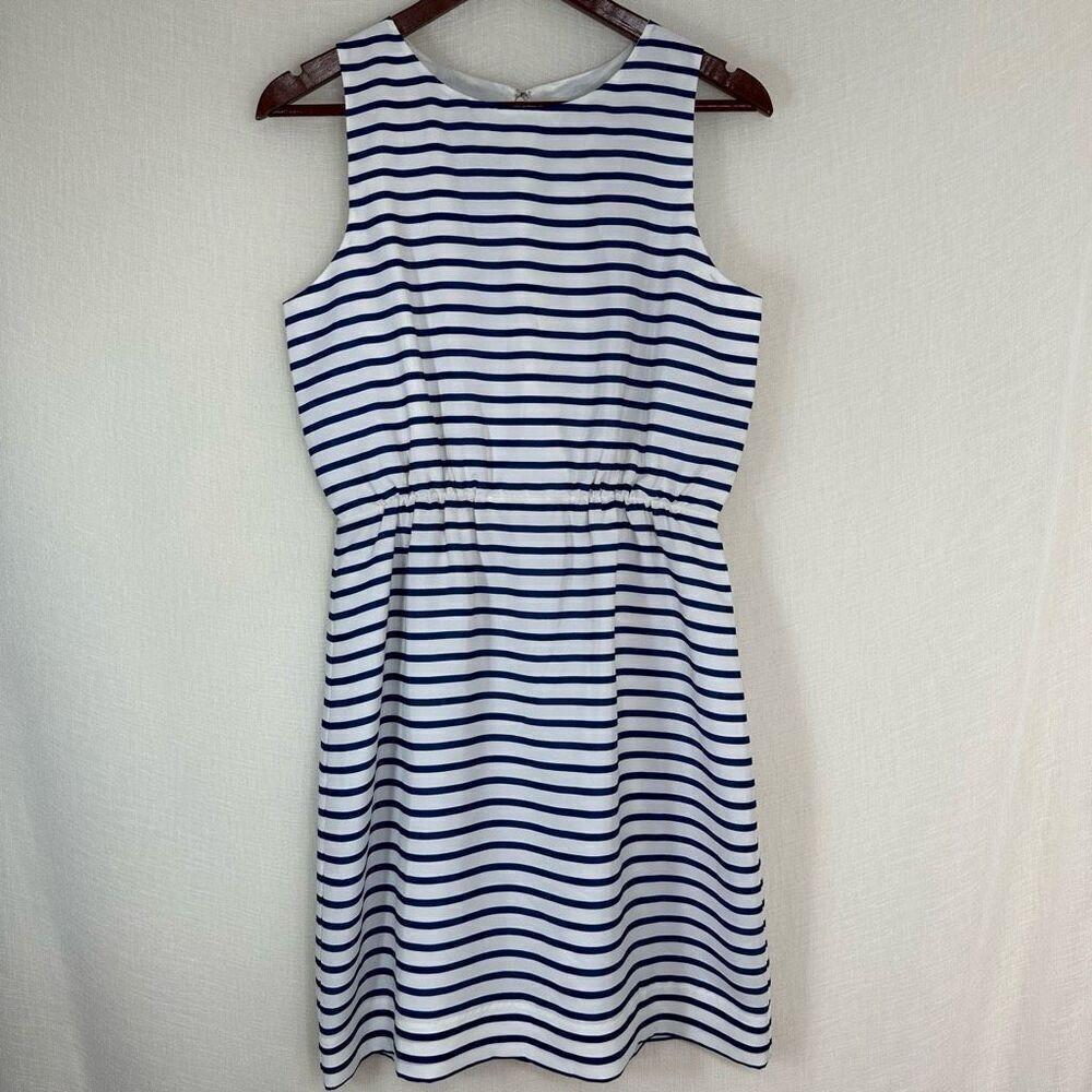 J. Crew Factory Blue & White Striped Mini Dress Womens 6‎ NWT Coastal Minimalist